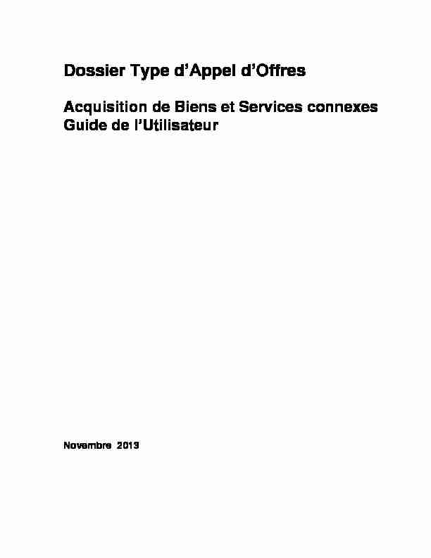 Dossier Type dAppel dOffres - Acquisition de Biens et Services