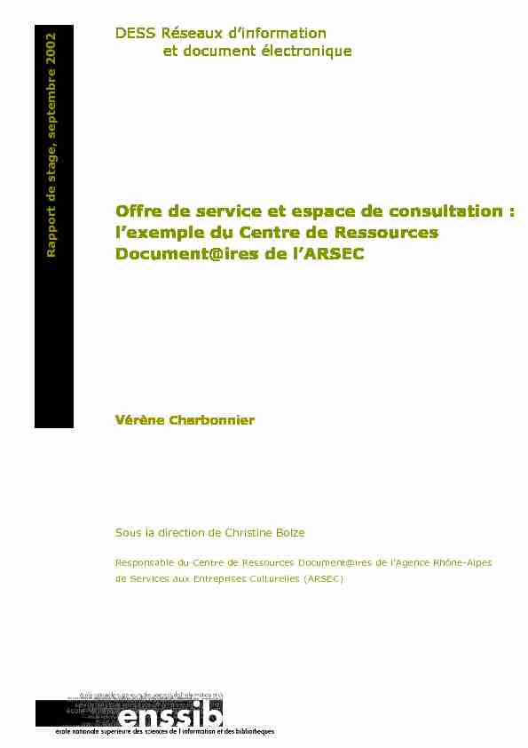 [PDF] Offre de service et espace de consultation : lexemple du  - Enssib