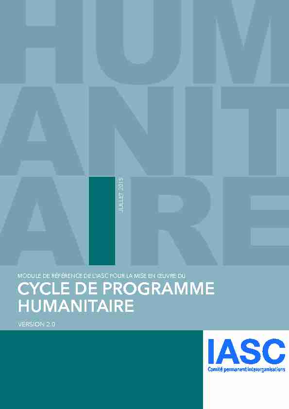 [PDF] CYCLE DE PROGRAMME HUMANITAIRE - HumanitarianResponse