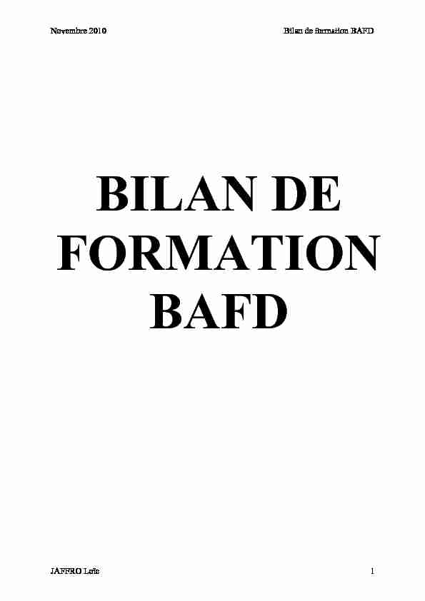 BILAN DE FORMATION BAFD - AnimNature