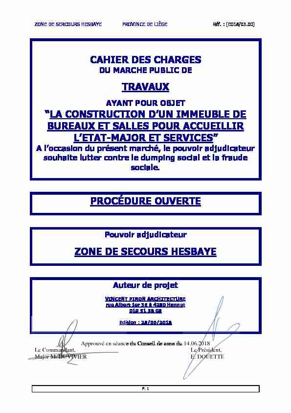 CAHIER DES CHARGES TRAVAUX “LA CONSTRUCTION DUN