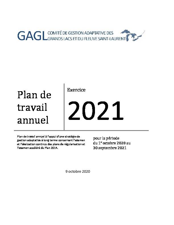 Plan de travail annuel Excercice 2021