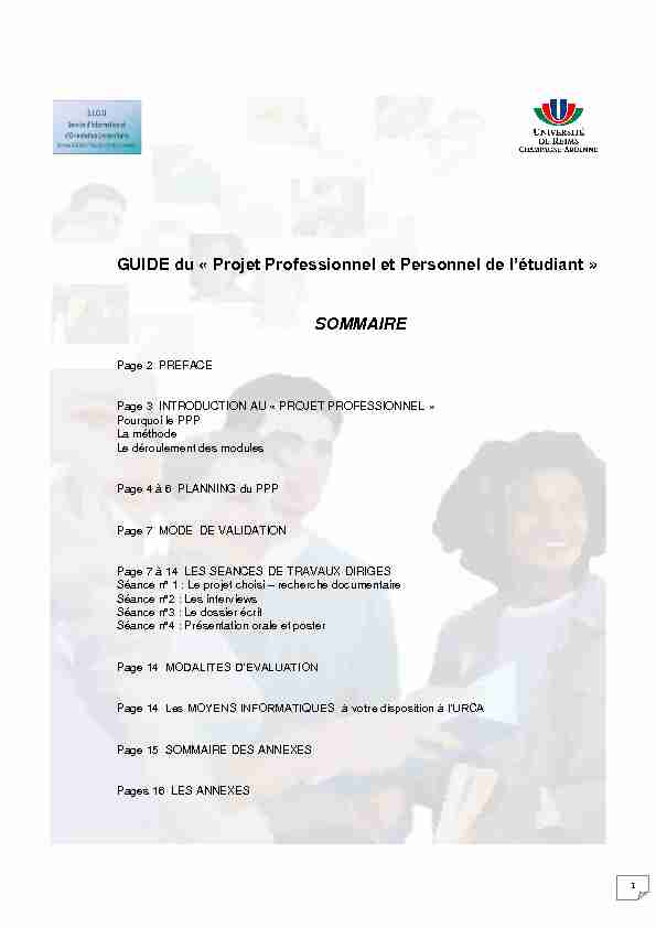 [PDF] Projet Professionnel et Personnel de létudiant - Université de Reims