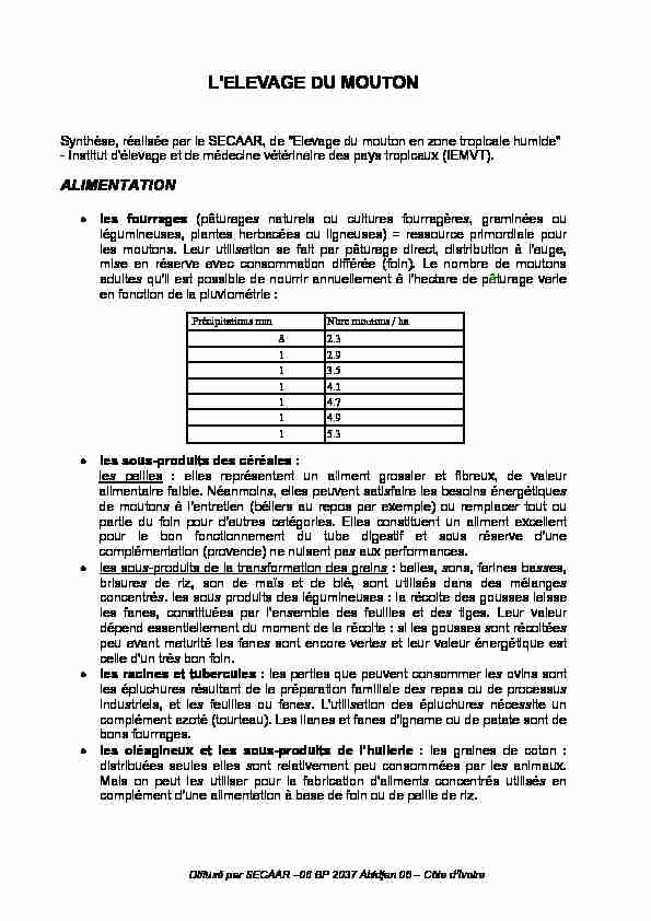 [PDF] LELEVAGE DU MOUTON - doc-developpement-durableorg