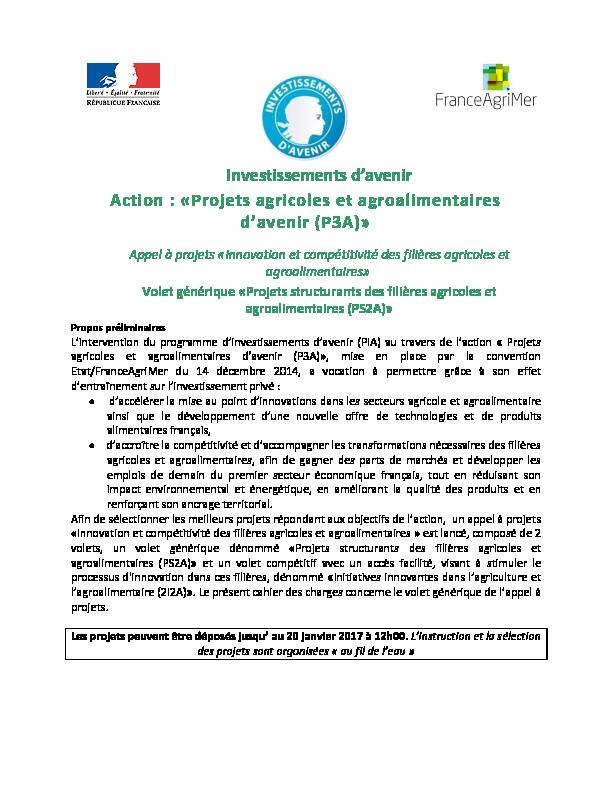 [PDF] Projets agricoles et agroalimentaires davenir - Gouvernementfr