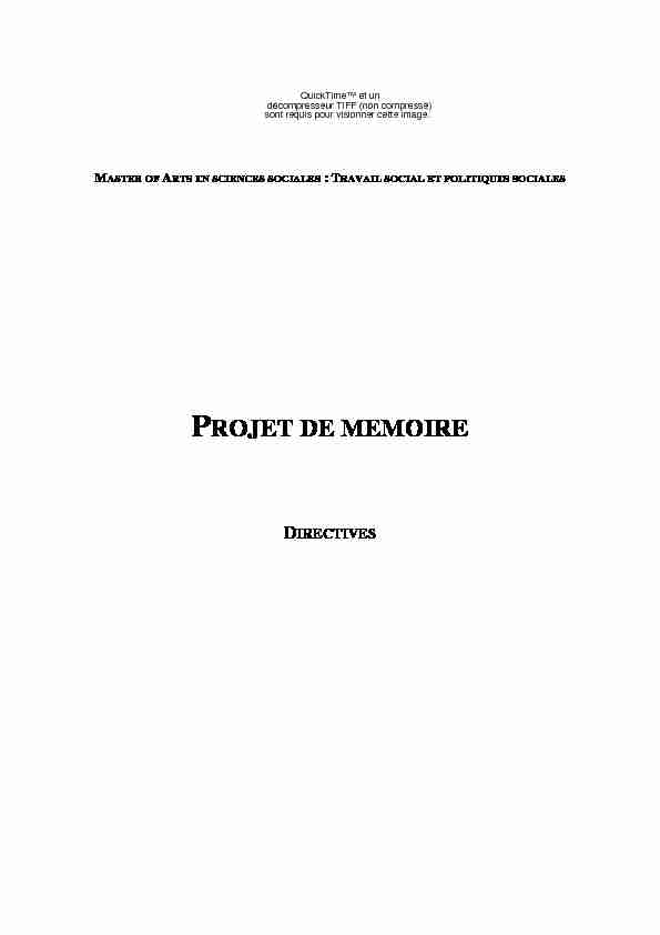 [PDF] PROJET DE MEMOIRE