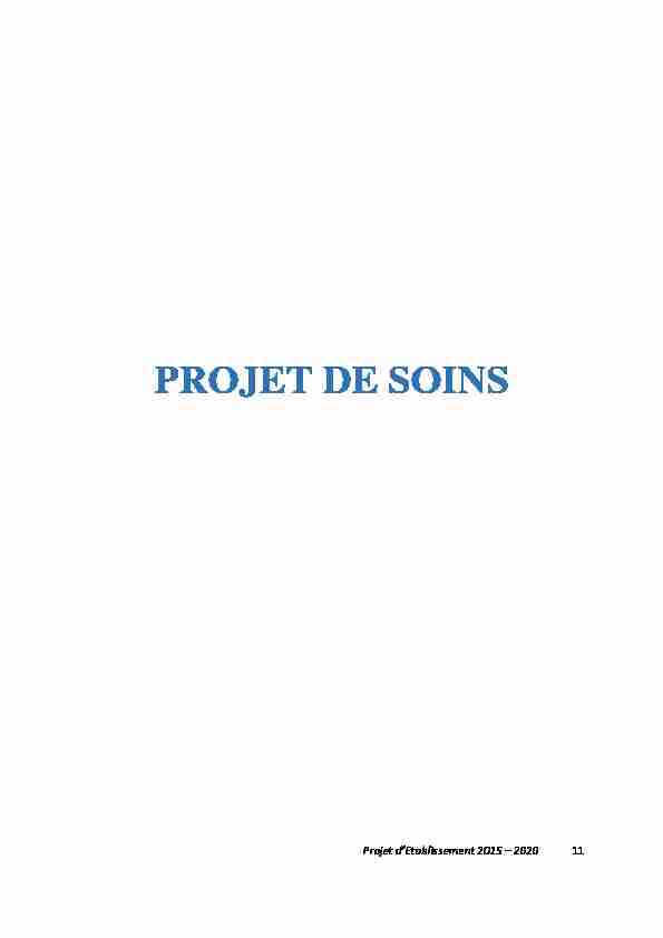 Projet de Soins - Projet Etablissement 2015-2020