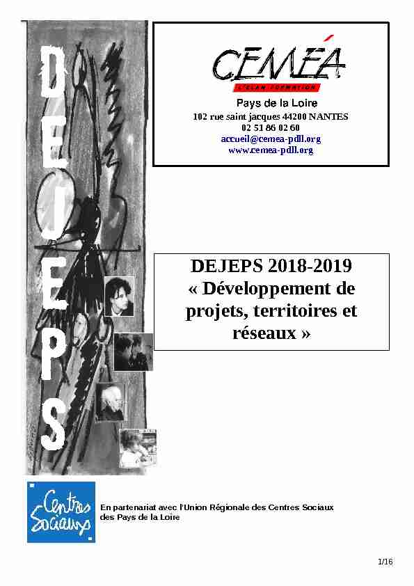 DEJEPS 2018-2019 « Développement de projets territoires et
