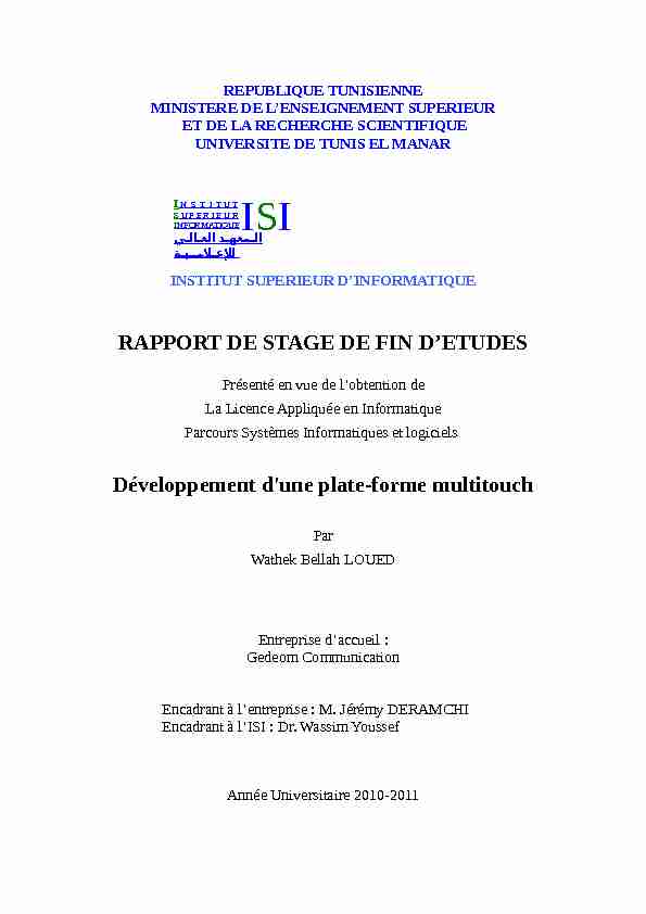 [PDF] RAPPORT DE STAGE DE FIN DETUDES Développement dune