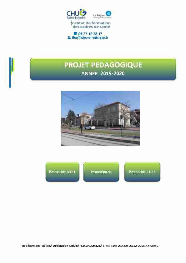 [PDF] PROJET PEDAGOGIQUE - CHU de Saint-Etienne
