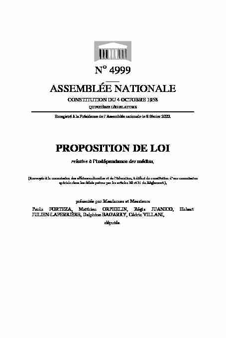 N° 4999 ASSEMBLÉE NATIONALE PROPOSITION DE LOI