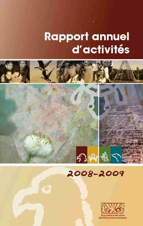 Rapport annuel dactivités 2008-2009