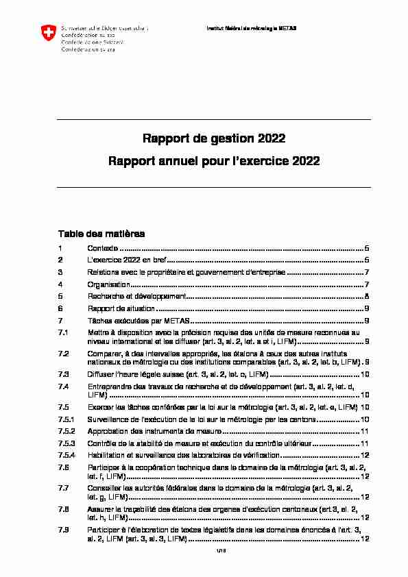Rapport de gestion 2022 Rapport annuel pour l exercice 2022