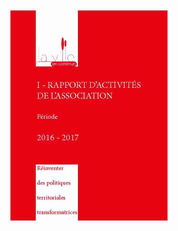 I - RAPPORT DACTIVITÉS DE LASSOCIATION 2016 - 2017