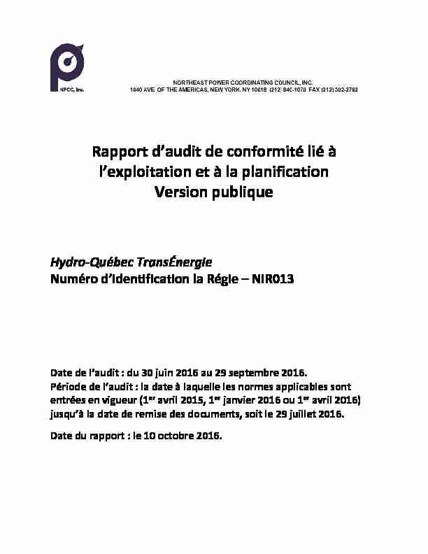 [PDF] Rapport daudit de conformité lié à lexploitation et à la planification