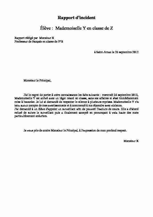 [PDF] Rapport dincident Élève : Soumaya El Hachimi en classe de  - rue74