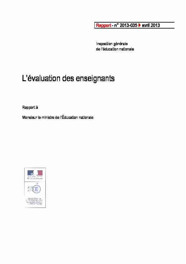 [PDF] Lévaluation des enseignants - Rapport IGEN n°2013-035 - SniA-ipr