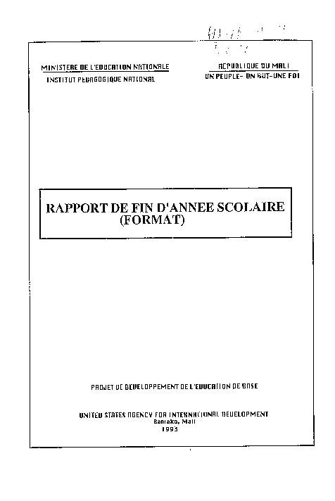 RAPPORT DE FIN DANNEE SCOLAIRE (FORMAT)