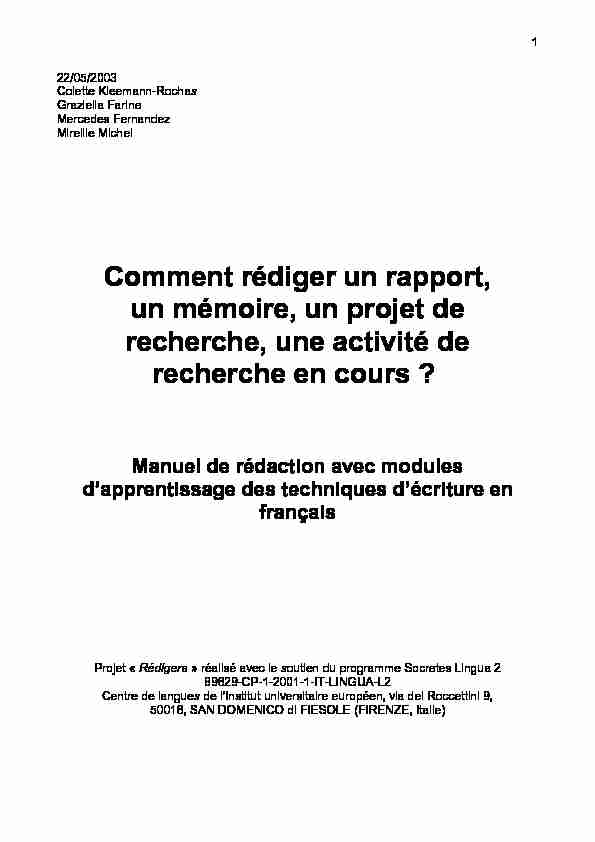 [PDF] Comment rédiger un rapport, un mémoire, un projet de recherche