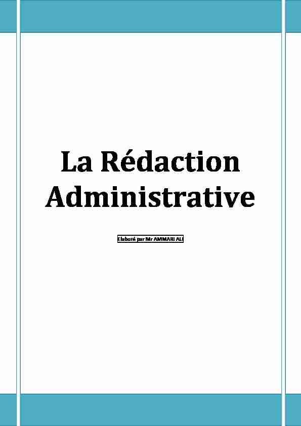 [PDF] La Rédaction Administrative