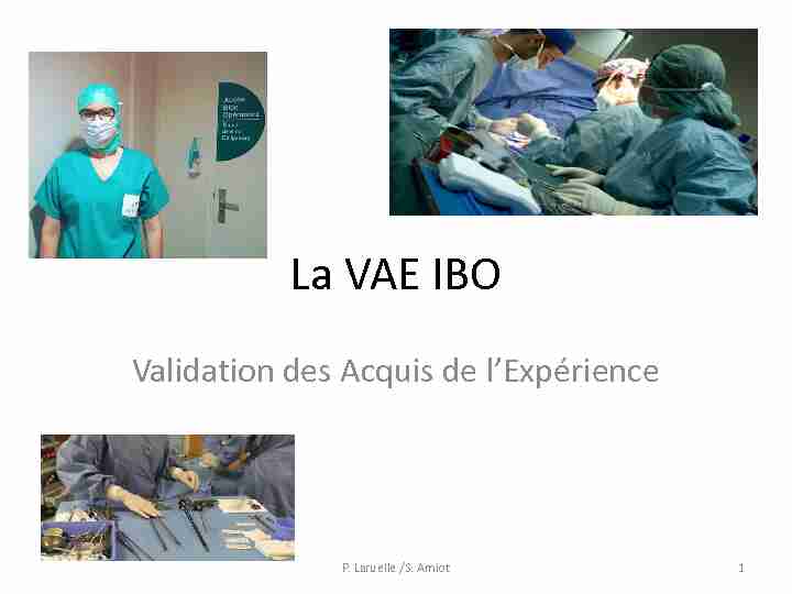 [PDF] La VAE IBO - Intercom Santé 57