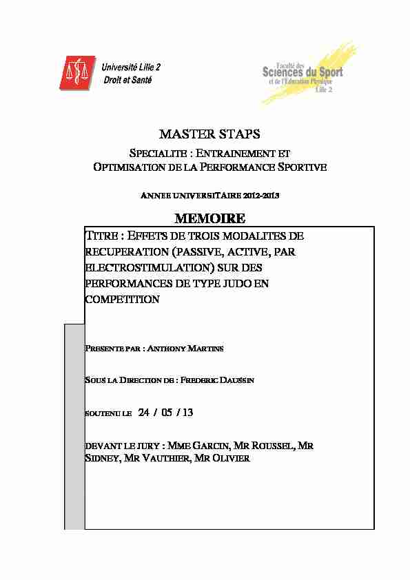[PDF] MASTER STAPS MEMOIRE - Sci-Sportcom