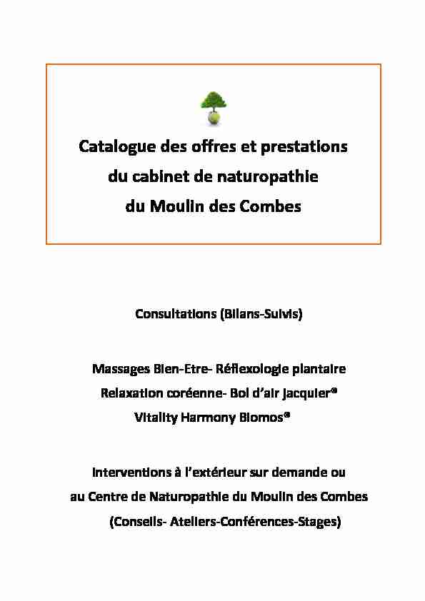 Catalogue des offres et prestations du cabinet de naturopathie du