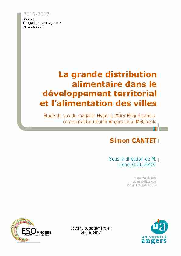 [PDF] La grande distribution alimentaire dans le développement  - DUNE