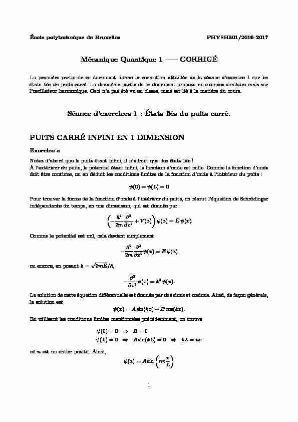 [PDF] Mécanique Quantique 1 —– CORRIGÉ Séance dexercices 1 : États