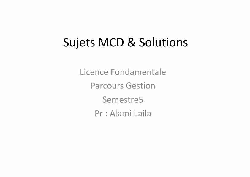Sujets MCD & Solutions