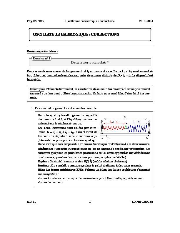 Phy 12a/12b Oscillateur harmonique : corrections 2013-2014