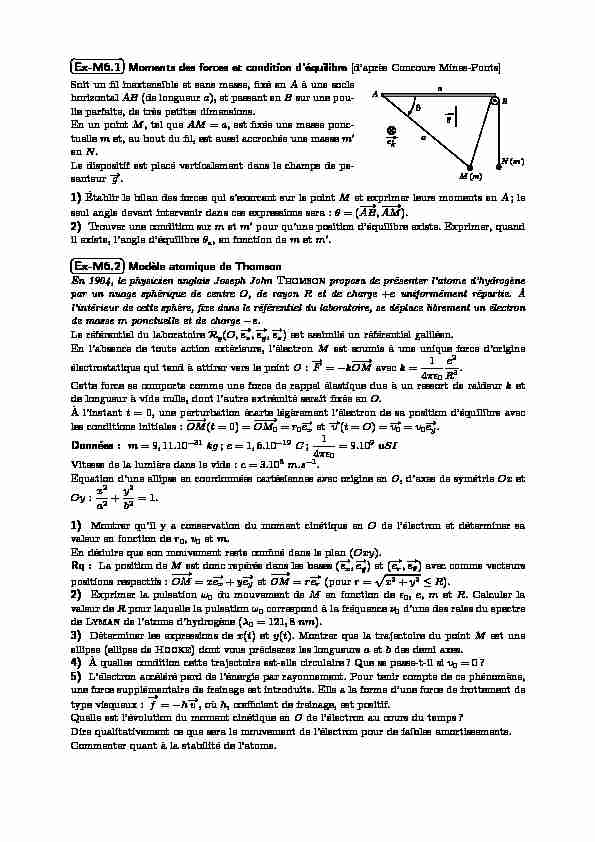 [PDF] Ex-M61 Moments des forces et condition déquilibre [dapr`es