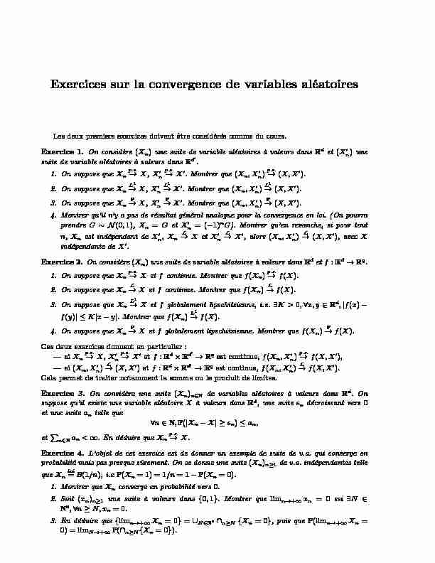 Searches related to exercices corrigés convergence en probabilité filetype:pdf