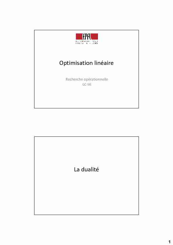 [PDF] Optimisation linéaire La dualité