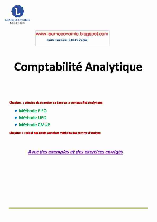 Comptabilit Analytique Cours magistral 2014-2015) - Unblogfr