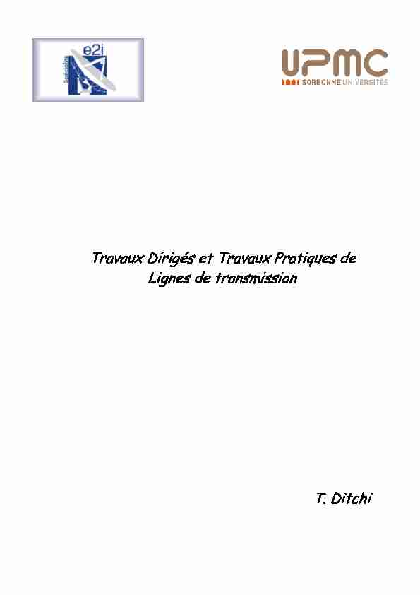 Travaux Dirigés et Travaux Pratiques de Lignes de transmission T