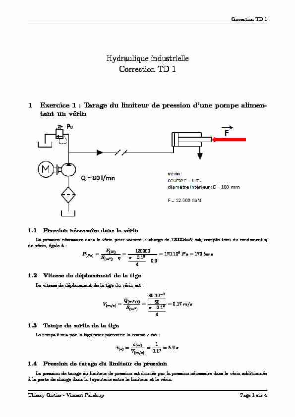 [PDF] Hydraulique industrielle Correction TD 1
