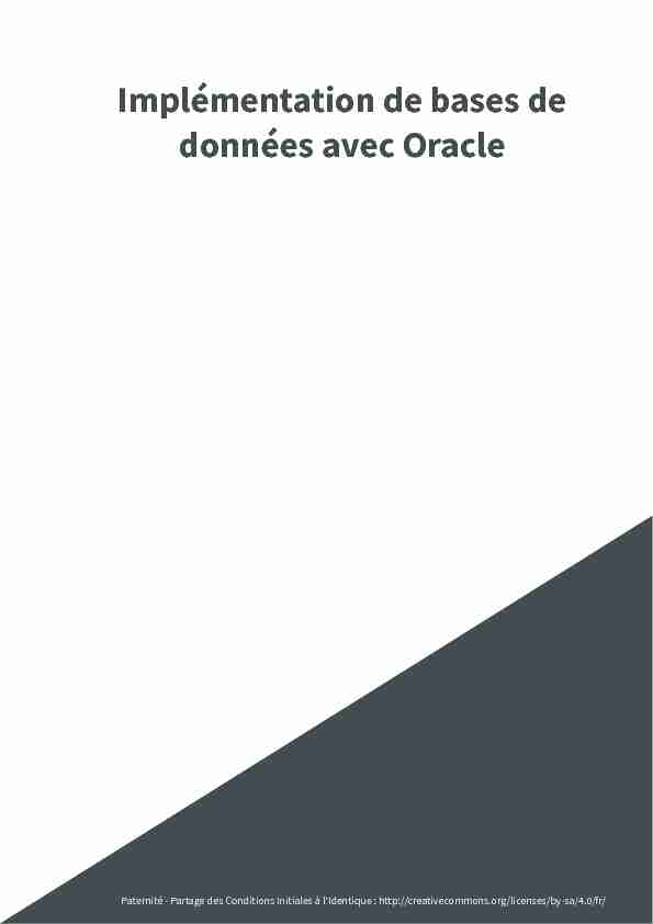 Implémentation de bases de données avec Oracle