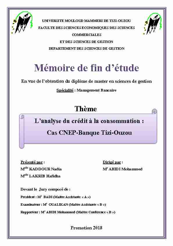 [PDF] Mémoire de fin détude