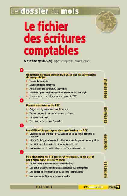 [PDF] Le fichier des écritures comptables - RF comptable - Groupe Revue