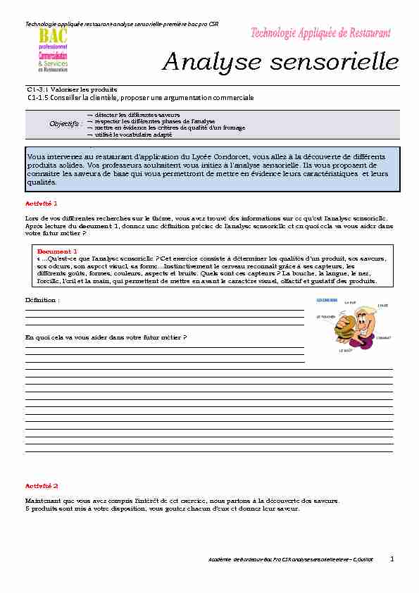 [PDF] Analyse sensorielle - Académie de Bordeaux