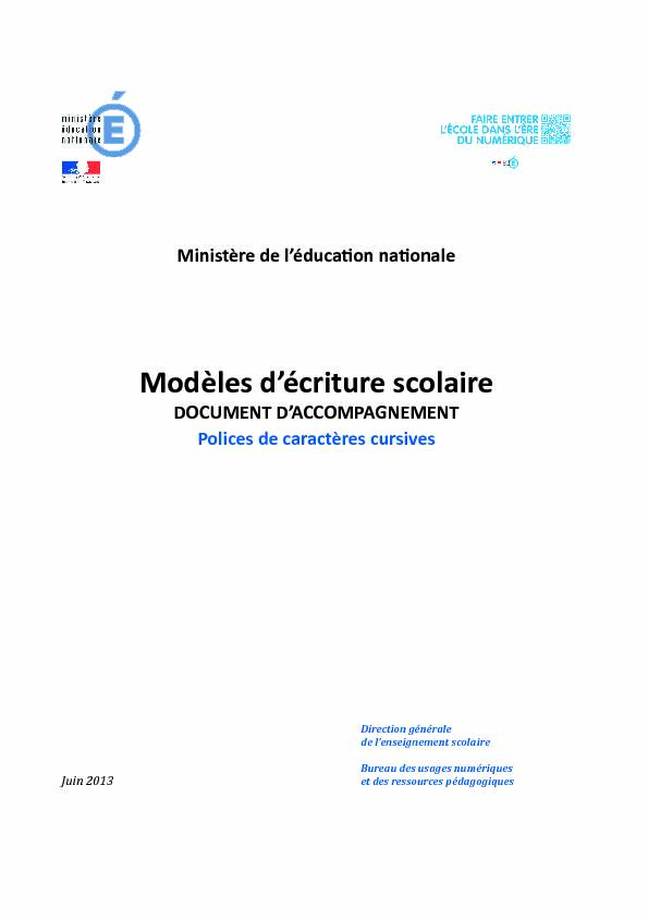 [PDF] Modèles décriture scolaire - mediaeduscoleducationfr - Ministère