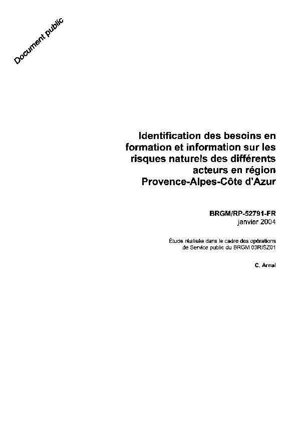 [PDF] Identification des besoins en formation et  - InfoTerre - BRGM