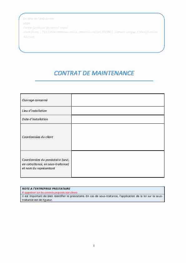 [PDF] CONTRAT DE MAINTENANCE