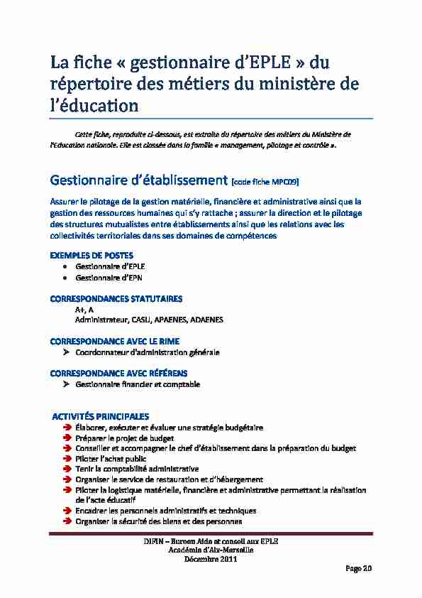 [PDF] La fiche « gestionnaire dEPLE » du répertoire des  - Intendance03