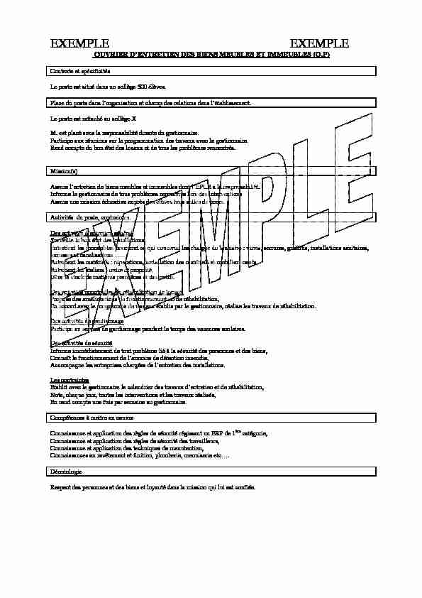 [PDF] Exemples de fiche de poste - Intendance03
