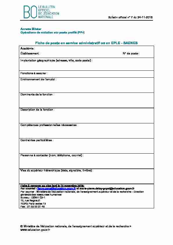[PDF] Fiche de poste en service administratif ou en EPLE - SAENES