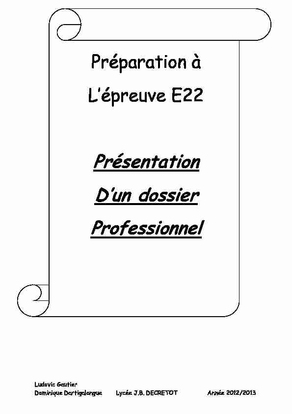 [PDF] Présentation Dun dossier Professionnel - Bienvenue sur reve-vision