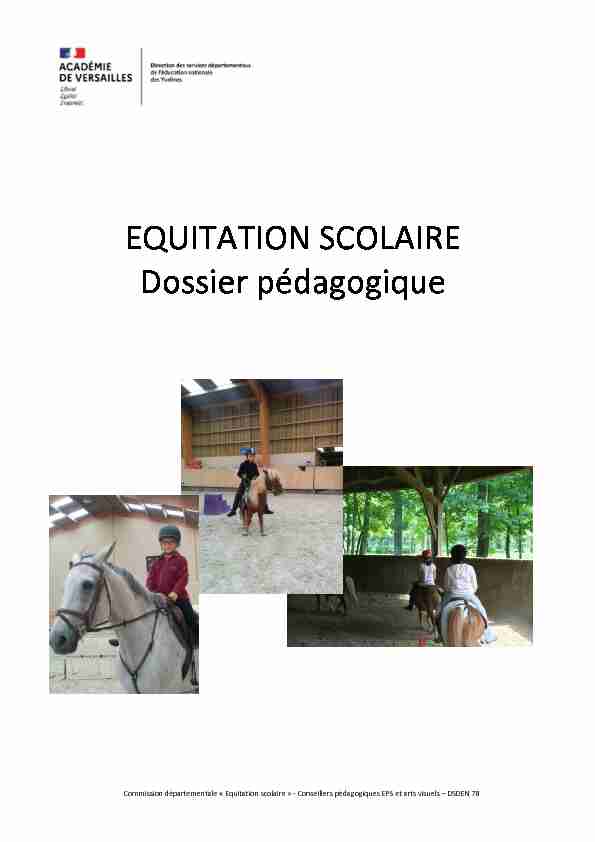 EQUITATION SCOLAIRE Dossier pédagogique