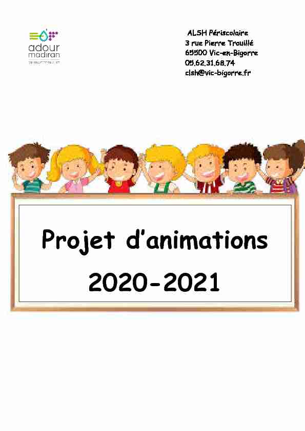 Projet d’animations 2020-2021